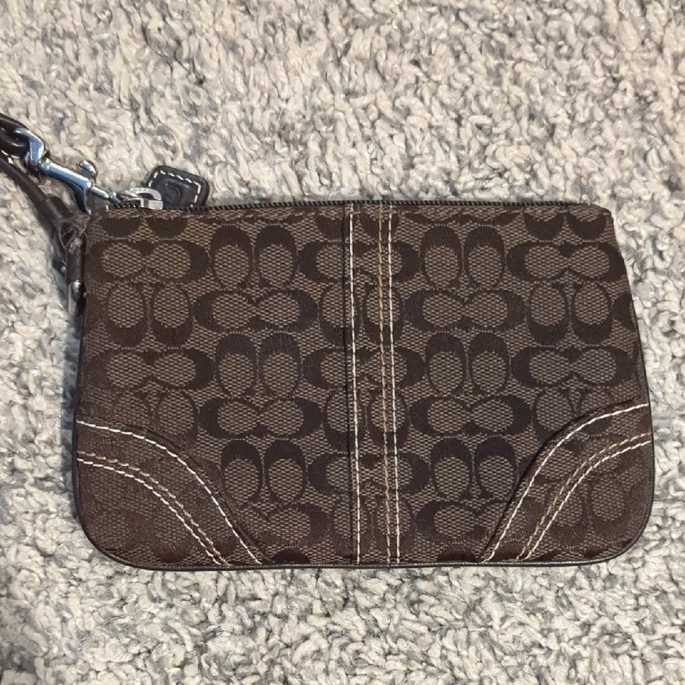 Coach Brown Monogram Wristlet